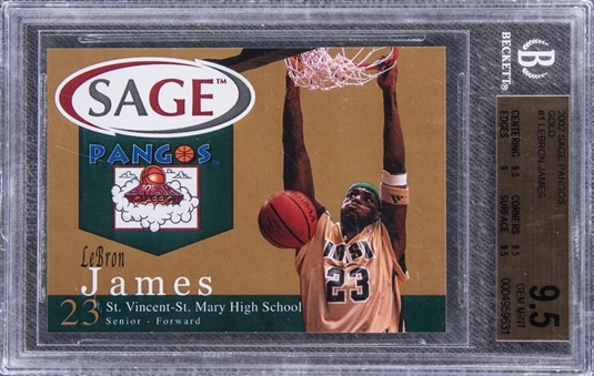 2002 Sage Pangos "Gold" #1 LeBron James Rookie Card - BGS GEM MT 9.5
